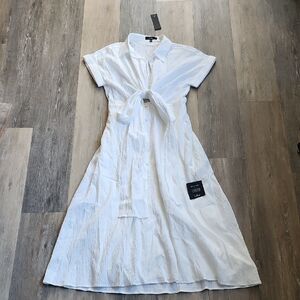 Lulu's White Tie-Front Midi Dress